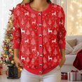 thumbnail image 6 of Quealent Womens Christmas Cardigan Casual Funny Reindeer Button Knit Open Front Cute Sweater for Holiday Party Red for Size L, 6 of 6