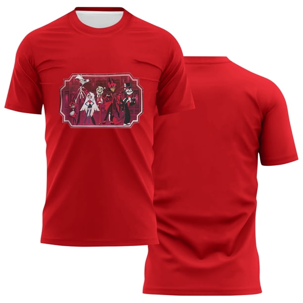Hazbin Hotel Hombres Camiseta Texto Gráfico Piscina Impresión 3D Calle Casual Manga Corta Impreso Ropa Básica Rojo/3XL