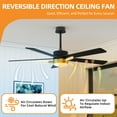 thumbnail image 3 of Craftian 42 Inch Ceiling Fans with Lights and Remote, 5 Black Blades with Reversible Quiet Motor, 3 of 10