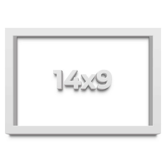 14x9 White Shadowbox Frame - Interior Size 14x9 by 1.5 Inches - Made to Display Items Up To 1.5 Inches Deep