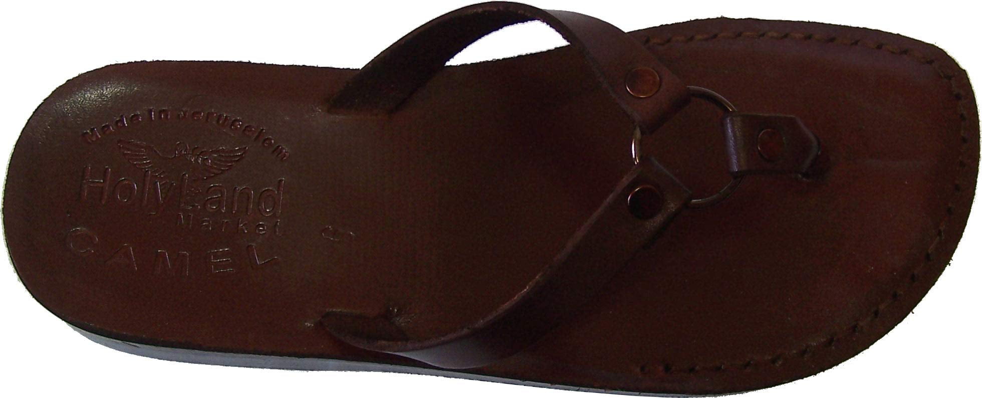 Bethlehem Black Style Jesus - Yashua Holy Land Market Unisex Genuine Leather Biblical Flip Flops