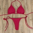 thumbnail image 2 of Susanny Womens Triangle Bikini Sets High Cut Tie Side 2 Piece Bathing Suits String Halter Bikini Swimsuits Wine XL, 2 of 4