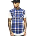 thumbnail image 2 of Men's Casual Flannel Plaid Shirt Sleeveless Cotton Plus Size Vest Blue&White L, 2 of 5