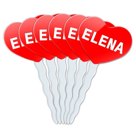 Elena Heart Love Cupcake Picks Toppers - Set of 6