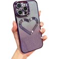 thumbnail image 6 of Compatible with iPhone 15 Pro Max Bling Case Shiny Love Heart Glitter Diamond Full Camera Lens Protection Electroplated Edge Bumper Luxury Fashion Shockproof Cover for Women Girls, 6 of 11