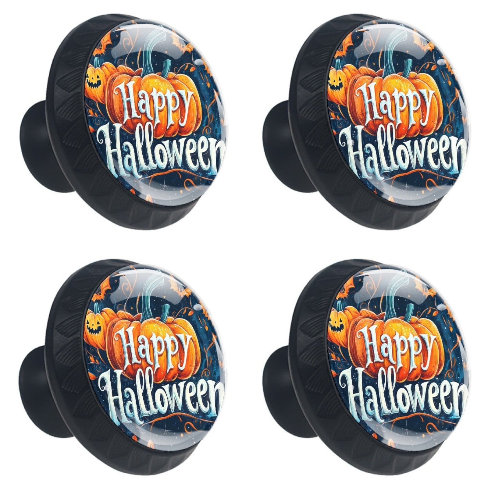 4 Pcs Happy Halloween Knobs for Kitchen Cabinet Cupboard Dresser Bookcase Drawer Pulls Handles Round Home Decor