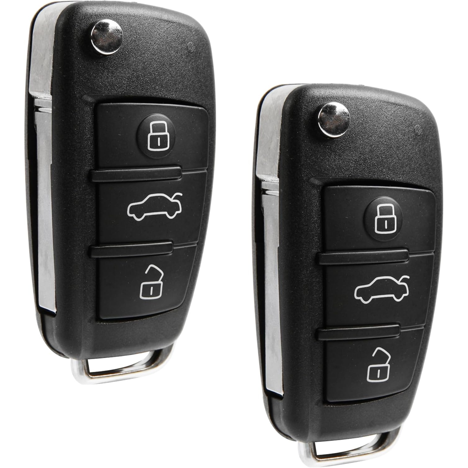 2x Flip Key Shell Replacement For Audi A3 A4 A5 A8 - 3 Button, Black