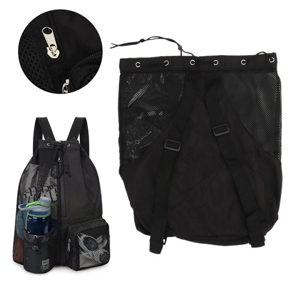 Mesh Beach Backpack Adjustable Shoulder Strap Lightweight Breathable Mesh And PVC Swim Mesh Backpack For Gym Mesh covering