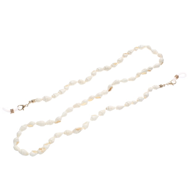 Cadena de gafas de sol con cuentas de concha de moda, cadena de gafas de sol decorativa para mujer, blanco, 75 cm