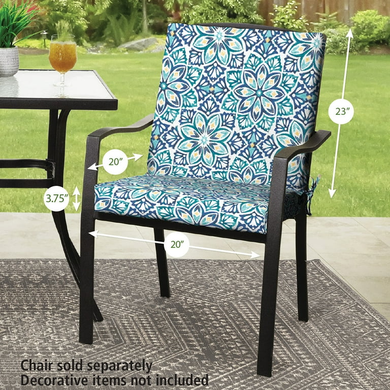 Mainstays 43 x 20 1 piece Decorative Outdoor Dining Chair Cushion Glacier Walmart