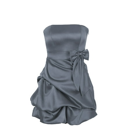 Faship Womens Pick-Up Skirt Short Formal Dress Gray -