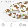thumbnail image 5 of Fotbe Cute Sloth Pattern Velvet Decorative Throw Pillow Covers with Elegant Piping, Soft Plush Cushion Cover for Sofa, Bed, Car, Office-18"x18", 5 of 8
