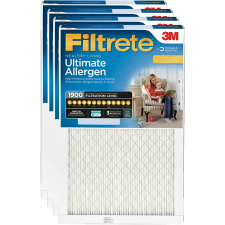 Filtrete 20x25x1, Healthy Living Ultimate Allergen Reduction HVAC Furnace Air Filter, 1900 MPR, Pack of 4