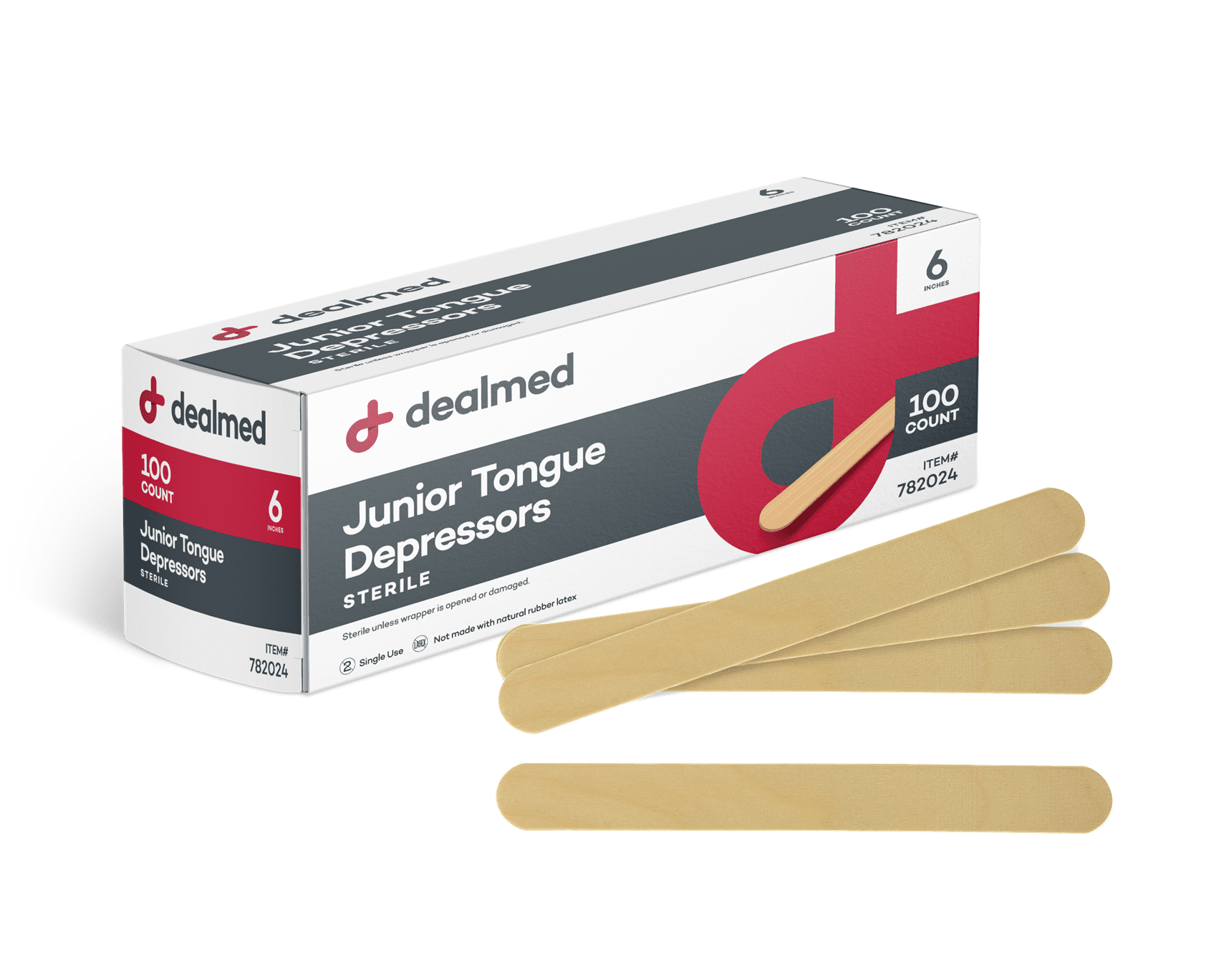 Dealmed 6” Senior Tongue Depressors Sterile Individually Wrapped Wood
