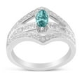 thumbnail image 2 of 14k White Gold 1ct TDW Treated Blue Marquise, Round and Princess Diamond Fashion Ring(H-I ,SI1-SI2), 2 of 6