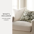 thumbnail image 3 of Noble Linens 2-Pack Cotton Slub Decor Throw Pillows - Distressed Floral Olive, 3 of 4