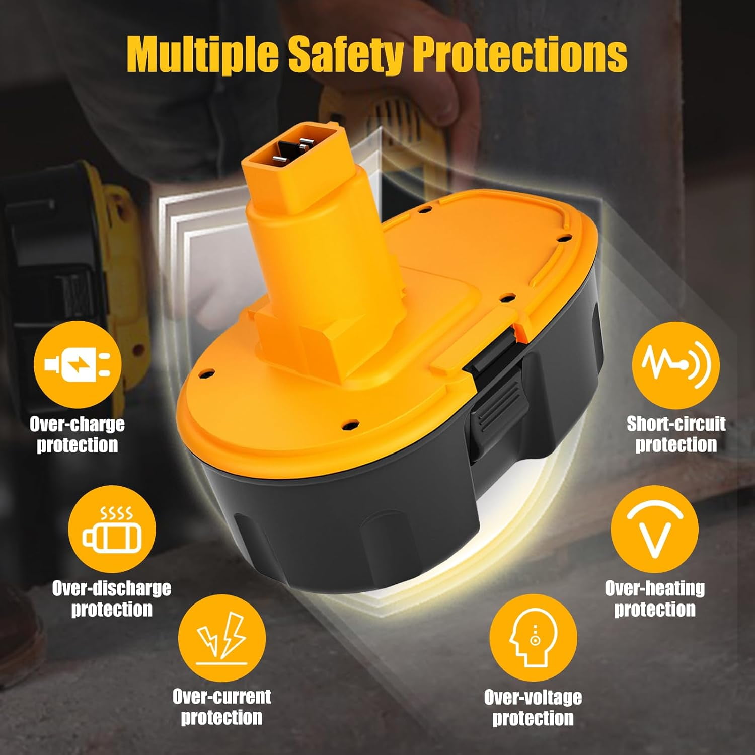 4.5Ah DC9096 Replacement for Dewalt 18 Volts NI-MH Battery DC9098 DC9096 DC9091 DE9057 DW9116 with DC9310 Fast Charger Replacement for DEWALT 7.2V-18V Battery Charger