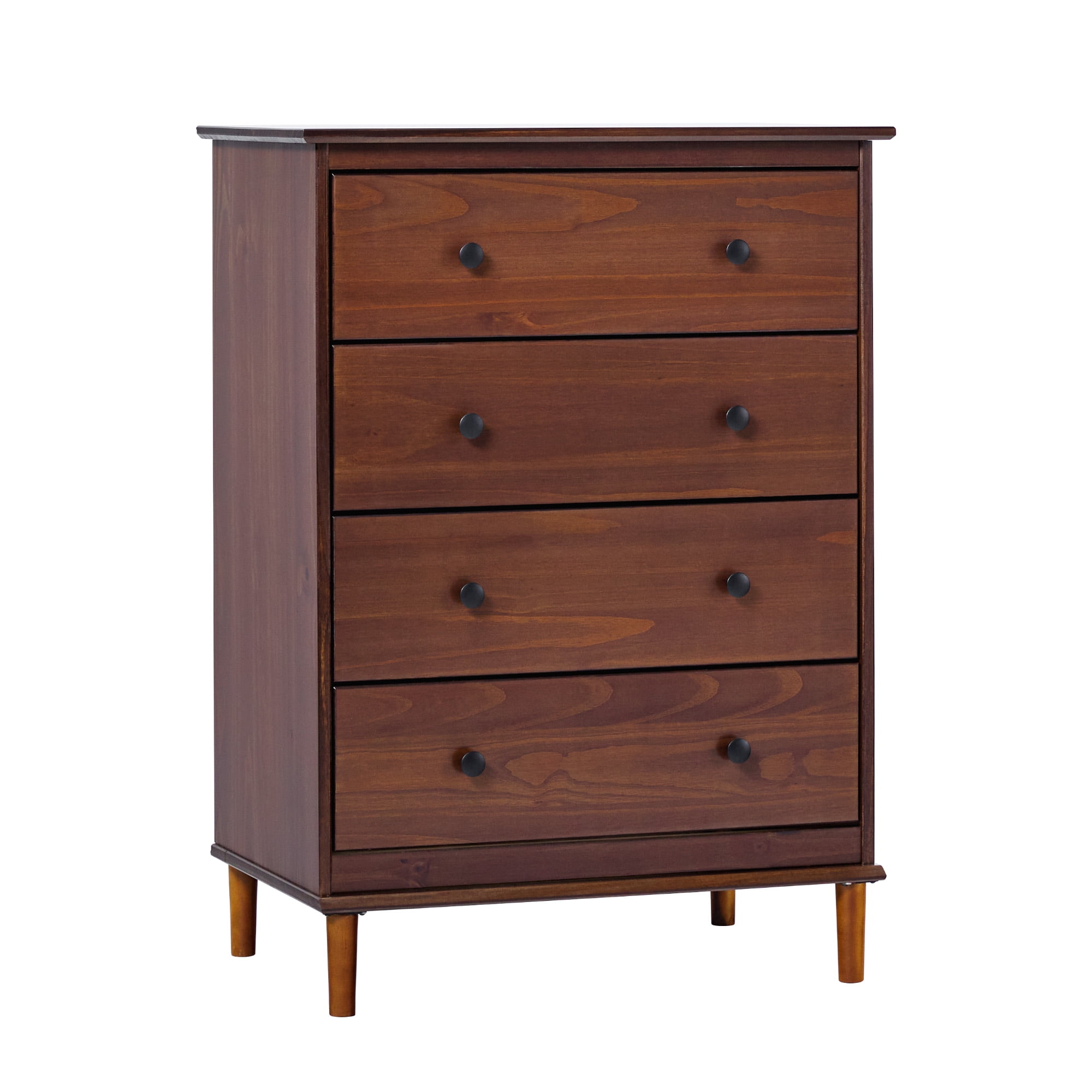 Walker Edison Jules 4-Drawer Solid Wood Dresser, Walnut