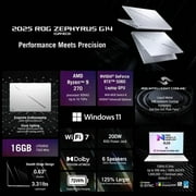 ASUS ROG Zephyrus G14 Gaming Laptop, 14 2880 x 1800 3K 120Hz ROG Nebula Display, AMD Ryzen 9 270, NVIDIA GeForce RTX 5060 8GB GDDR7, RGB Backlit KB, Win11 Pro(16GB DDR5 / 2TB SSD)