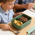 thumbnail image 5 of Nkmbld Bento Box for Women, Large Capacity Lunch Box with Three-Compartment, Leakproof Lunch Food Containers with Fork Spoon, Microwave Safe, Green, 5 of 8