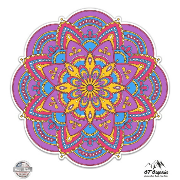 Colorful Mandala - 3" Vinyl Sticker - For Car Laptop I-Pad Phone Helmet Hard Hat - Waterproof Decal