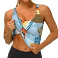 thumbnail image 3 of Picia Giraffe Come Out From Zipper Sports Bra for Women,Padded Strappy Sports Bras Medium Support Yoga Bra with Removable Cups,Running Yoga Bra-XX-Large, 3 of 9