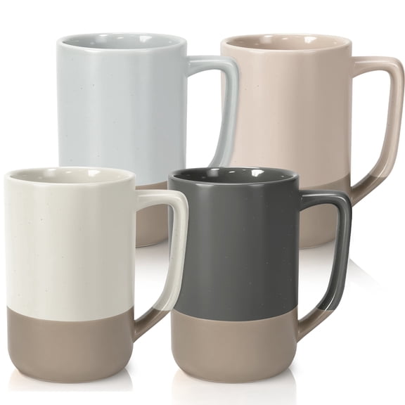 18oz Large Ceramic Coffee Mug Set of 4 with Handle, Latte Coffee Cups for Coffee, Tea, Hot Cocoa, Milk, Microwave and Dishwasher Safe, Gifts for Housewarming