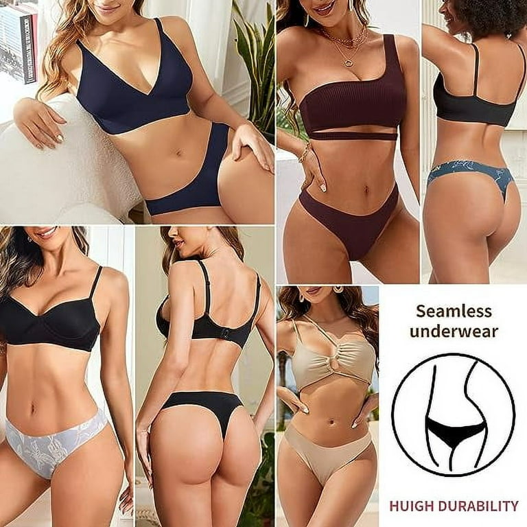 Seamless Thongs For Women No Show Thong Underwear Women 5 Pack, Pattern  Design, Xl