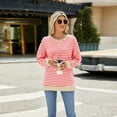 thumbnail image 3 of IWEMEK Sweatshirt for Women Y2K Classic Color Block Tops Winter Striped Jersey Shirts Plus Size Softness Knit Tunic Tees, 3 of 6