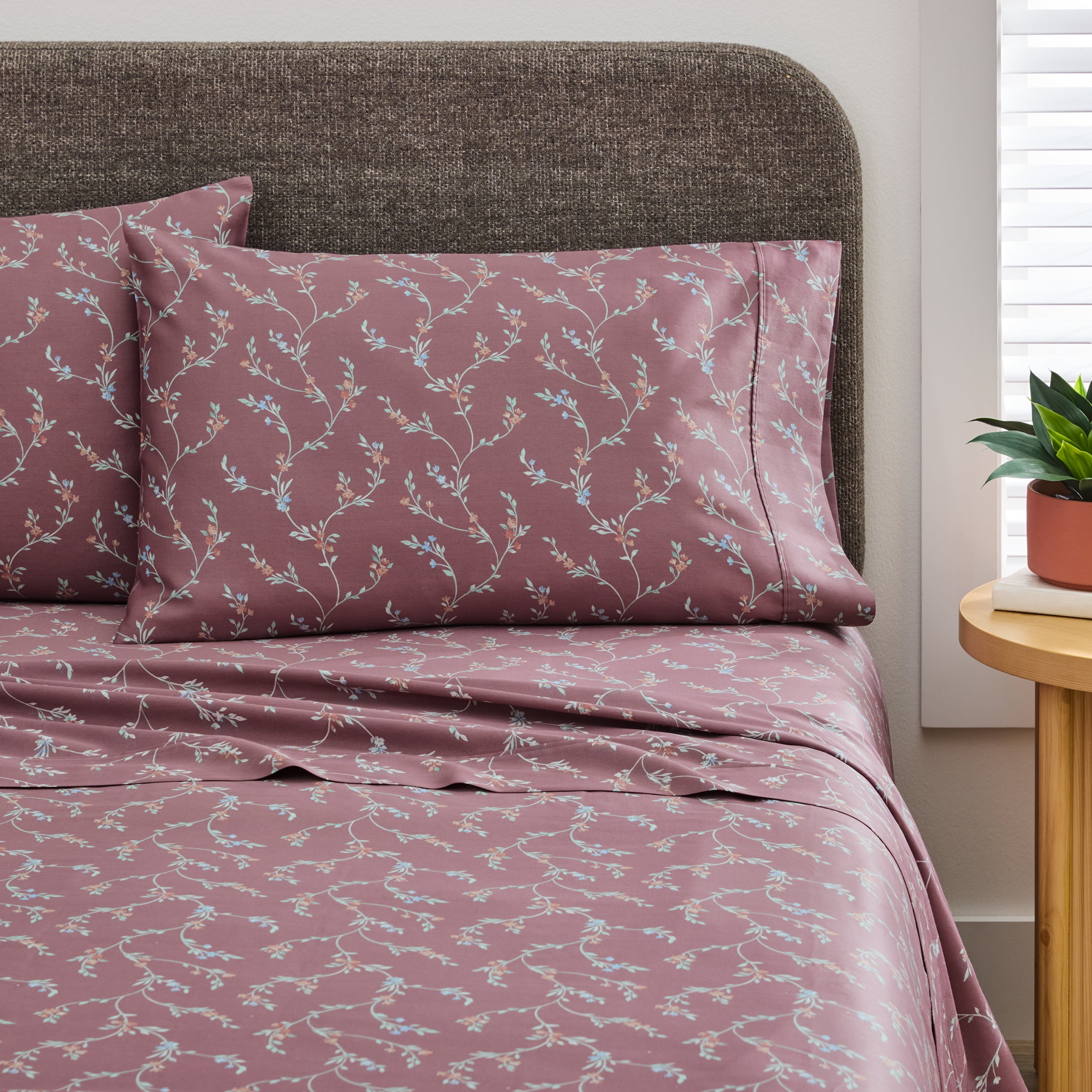 Better Homes Gardens 3 Piece 300 Thread Count Lysia Floral Caramel Cotton Sateen Bed Sheet Set Twin