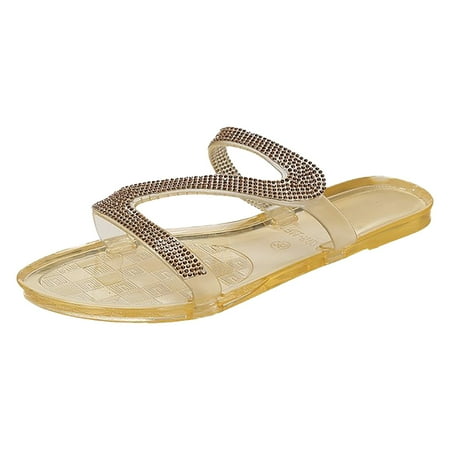 

Youmylove Women Slide Slippers Summer Holiday Shoes Transparent Crystal Shoes Z Shaped Rhinestone Pedal Slippers Sandals Women Slide Comfort Cozy Leisure Daily Walking