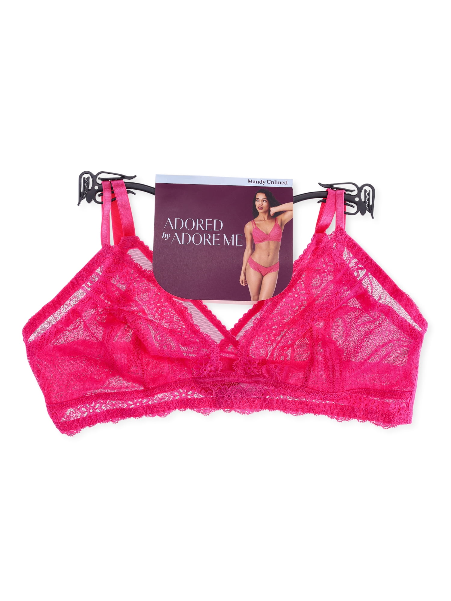 Adored by Adore Me Women’s Mandy Wire-Free Unlined Lace/Mesh Triangle Bralette, Sizes S-3X