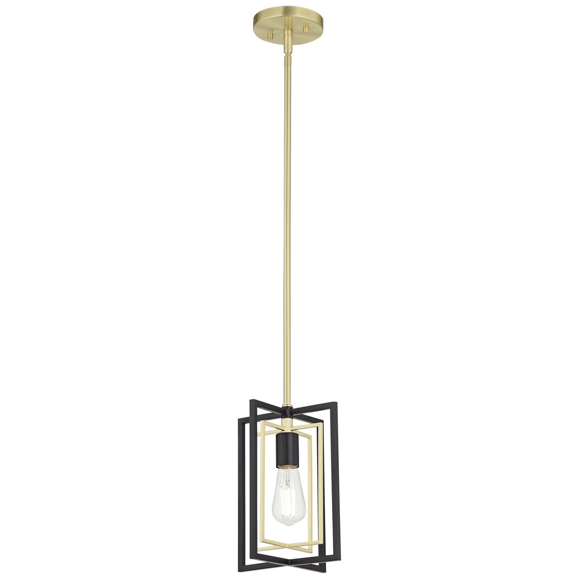 Possini Euro Design Nima Black Gold Mini Pendant Light 8" Wide Modern Open Rectangle Metal Fixture for Dining Room Kitchen Island