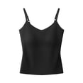 thumbnail image 4 of Black Tank Tops for Women V Neck In Bra Tank High Strechy Sleeveless Slim Fit Tops Camisole Workout Tops on Sale, 4 of 6