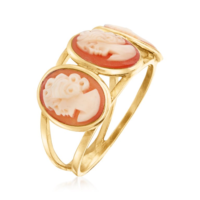 Ross-Simons Italian Orange Shell Cameo Ring in 18kt Gold Over Sterling for  Female, Adult