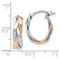 thumbnail image 3 of 14K Two-Tone Gold Earring Hoop Women'S 21 mm 15 White Rose Rhodium-Plated Earrings, 3 of 3