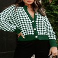 thumbnail image 4 of Cardigan Sweaters for Women Plaid Lightweight Cardigan V Neck Button Down Cardigan Long Sleeve Cable Knit Oversized Sweaters Tops, 4 of 6