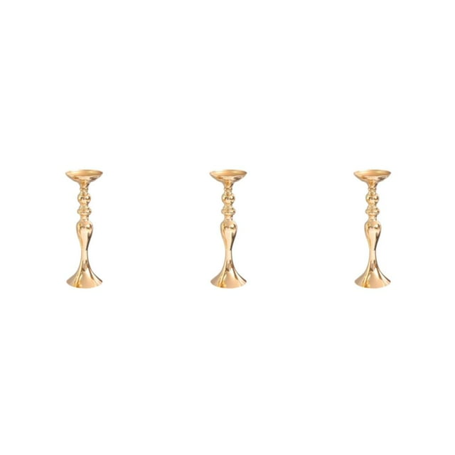 Guardoinrt Modern Metal Candle Tea Light Holder with Long Stand Decorative Flower Vase Gold M 3Set