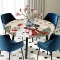 thumbnail image 3 of Round Fitted Tablecloth with Elastic Edge, Red Beige Christmas Waterproof Table Cloth Table Cover for 36"-44" Tables, Snowman Xmas Tree Ball Snowflake Winter Tablecloths for Dining Party Outdoor, 3 of 9