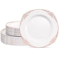 thumbnail image 2 of Daluvenix 200 Pcs Rose Gold Plastic Plates for 50 Guests, White and Rose Gold Disposable Plates, Vintage Disposable Dinnerware for Party, Wedding and Graduation, 2 of 10