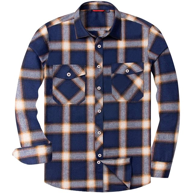 Chemise en Flanelle Décontractée pour Homme à Carreaux à Boutons