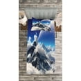 thumbnail image 3 of Ambesonne Fantasy Quilted Bedspread Set 2 Pcs, Snow Capped Mountain, Twin Size, White and Navy Blue, 3 of 3