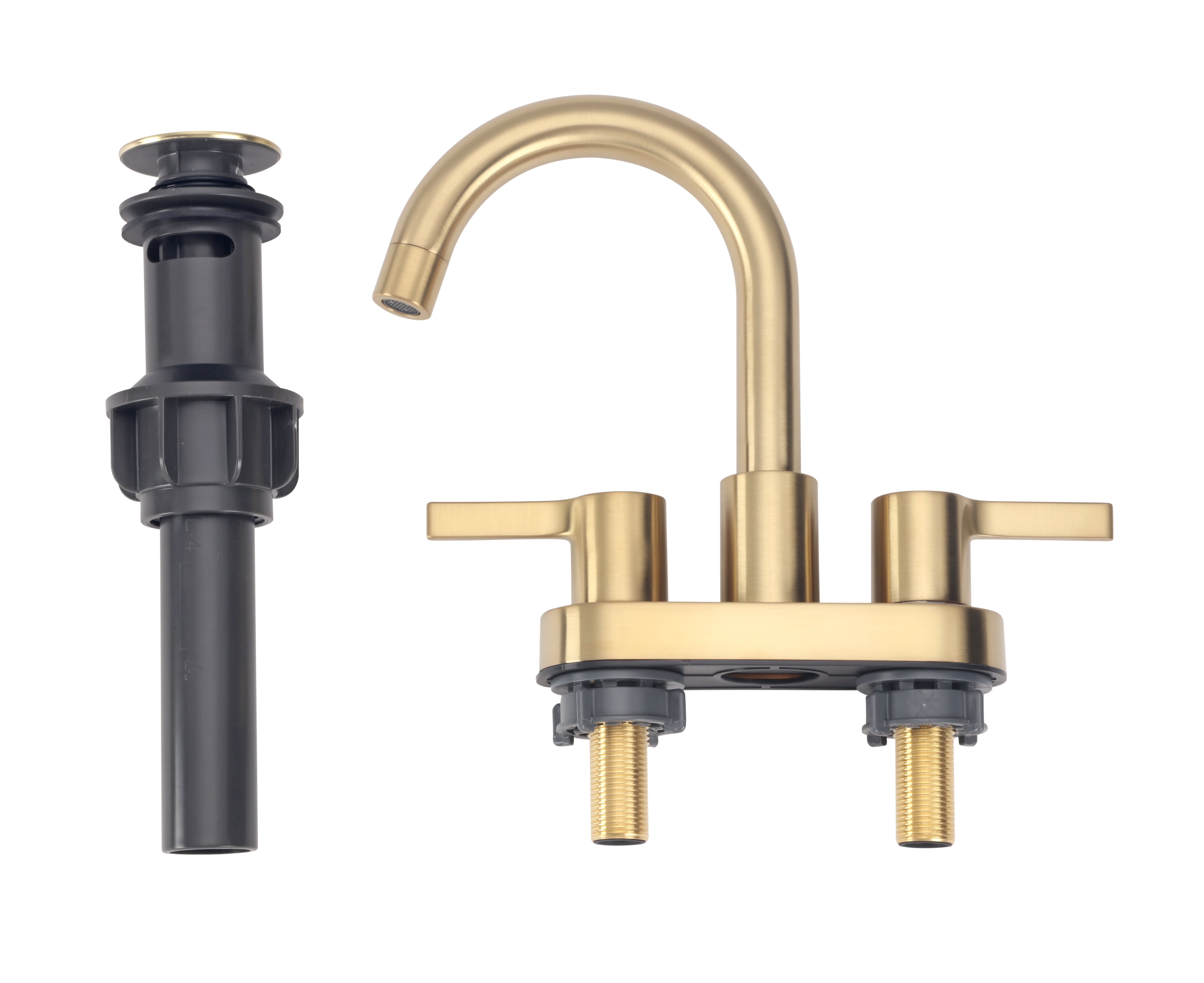 (2 pack) Better Homes & Gardens Clean Modern 4" Centerset Bathroom Faucet in Brushed Brass