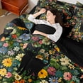 thumbnail image 4 of jejeloiu Colorful Flower Blossom 7-Piece Bedding Comforter Set,Kawaii Animals Cat King Bedding Sets For Girls Women Reversible, 4 of 8