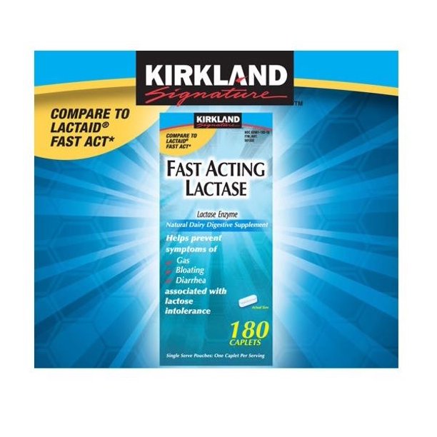 Kirkland Signature Fast Acting Lactase, 180 Caplets