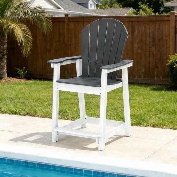 OTSUN Tall Modern Adirondack Chair, All Weather HDPE Bar Height Adirondack Stools Two-Color Widened Durable Design for Porch Patio Yard Lawn Fire Pit Bistro Basement Indoors & Outdoors
