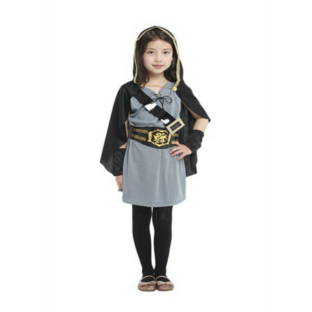 Little Girls Hooded Huntress Halloween Costume Party Dress (M/4-6 Years, Hooded