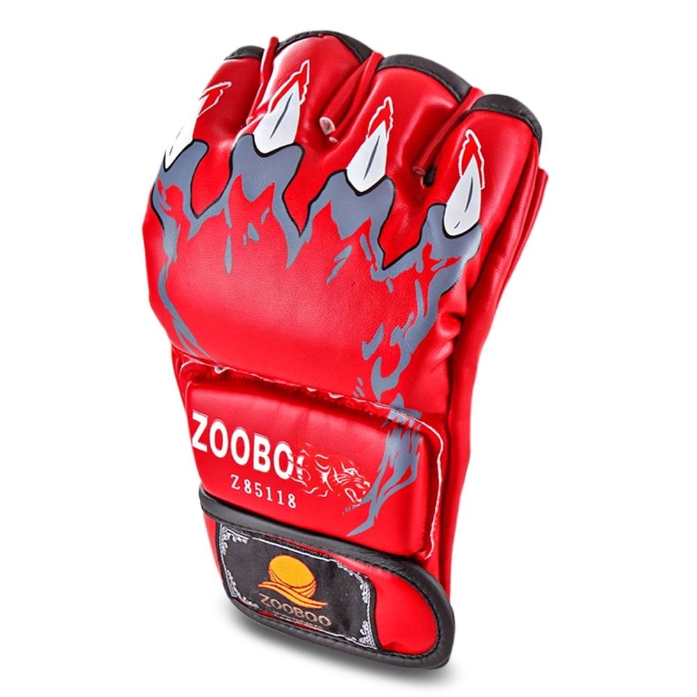 Flexzion Half Finger Boxing Gloves Grappling MMA Muay Thai UFC Sparring Punch Ultimate Mitts Sanda Fighting Training Sandbag Equipment Pair for Adult Men