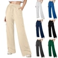 thumbnail image 2 of ctdiral Womens Sweatpants High Waisted Baggy Drawstring Workout Pants Casual Thin Fleece Wide Leg Sweat Pants Solid Color Lounge Long Pants with Pockets Blue L, 2 of 8