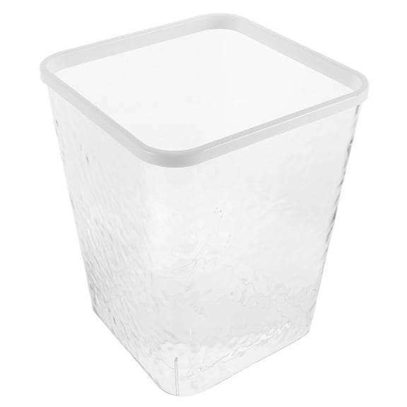 HONITANO 1Set Trash Can Square Plastic Large Capacity Transparent Design for Bedroom Bathroom Kitchen Living Room